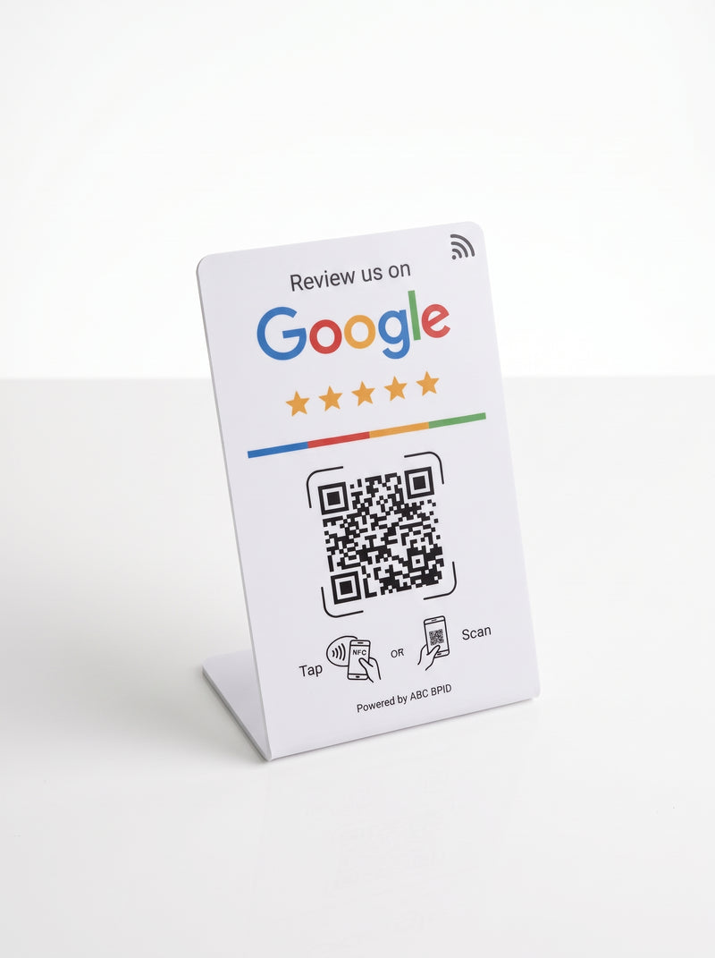 Стойка за Google отзиви с QR и NFC