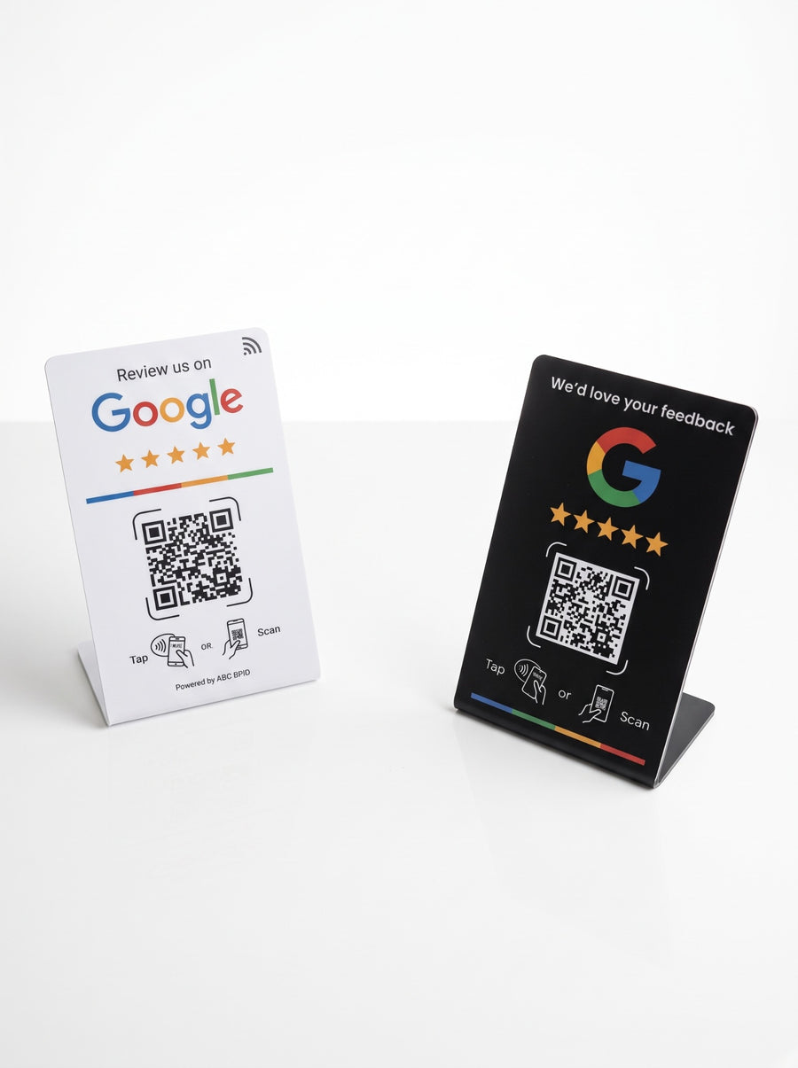 Стойка за Google отзиви с QR и NFC