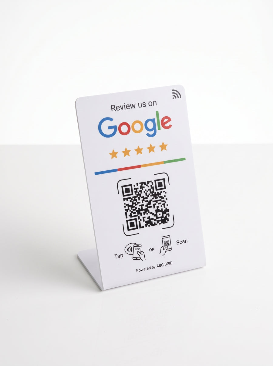 Стойка за Google отзиви с QR и NFC